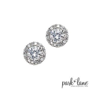 NWT Park Lane SPARKLING Earrings studs Austrian crystals Halo studs silver tone